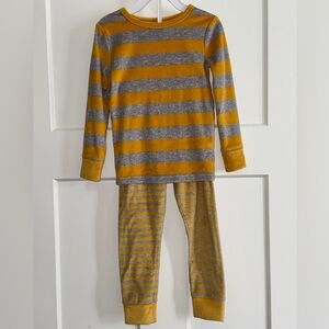 Striped Gray and Yellow Pajama Set